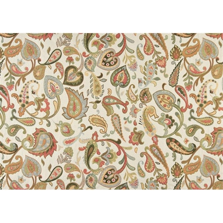 Designer Fabrics 54 in. Wide Green- Red- Yellow And Off White- Floral Paisley Contemporary Upholstery Fabric K0021B